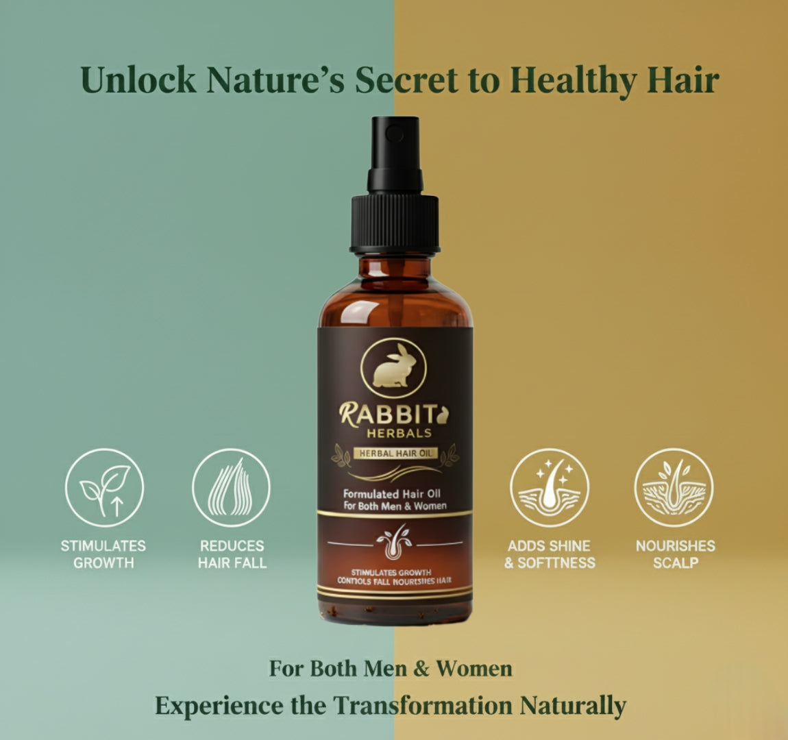 Rabbit Herbal Hair Oil – 100% Stronger, Healthier Growth